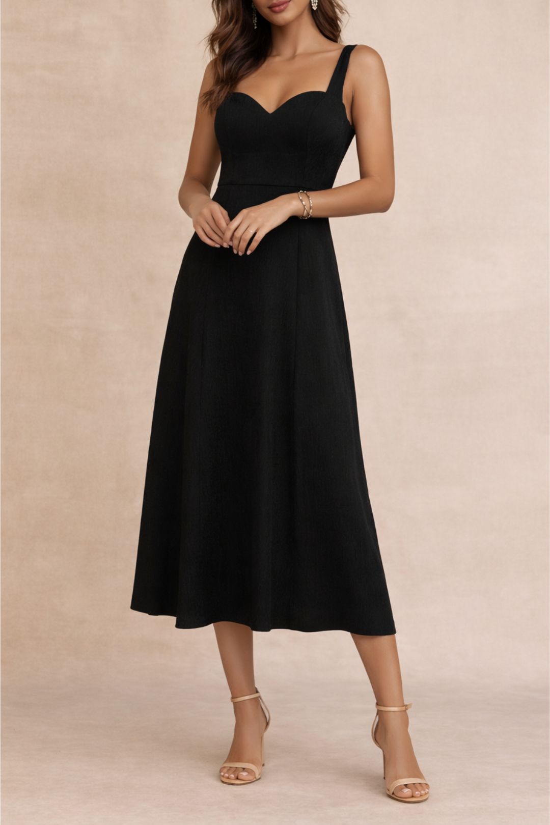 dress hire evening event veronika maine Classic Black Sleeveless Midi Dress