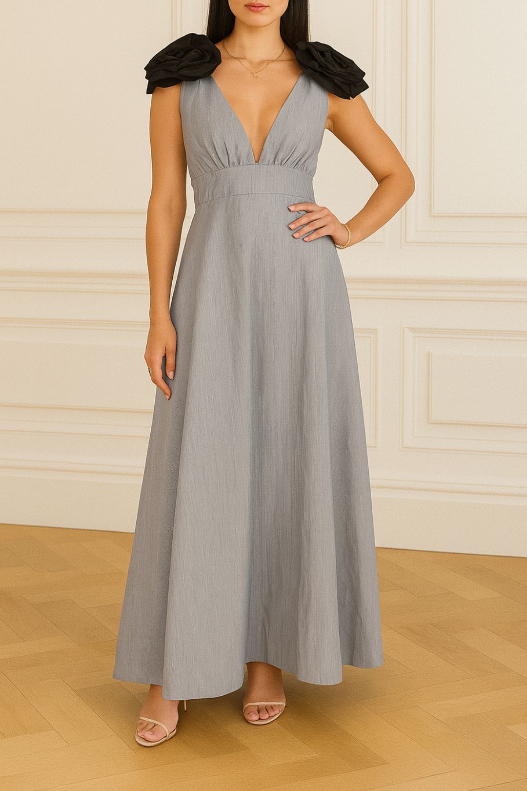 Dress Hire Formal Event Aston Studio	Eliza Dress - Nero Pin Stripe Gray