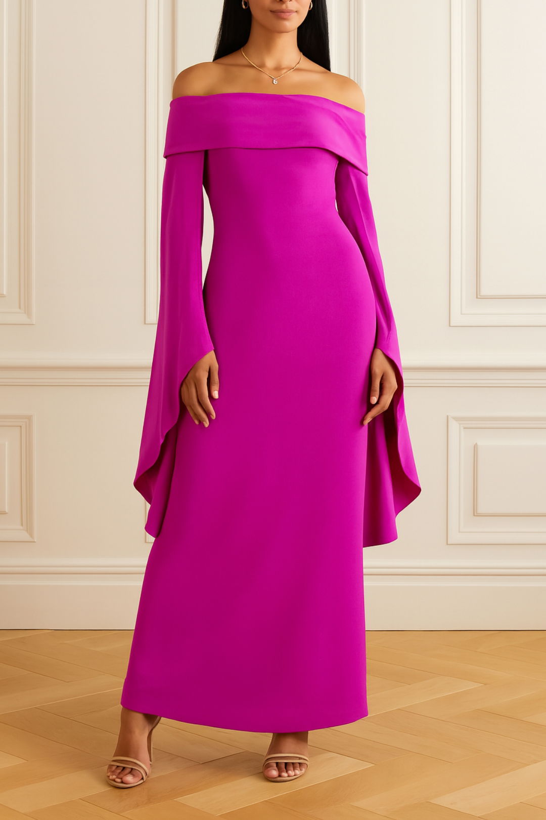 Hire The Arden Draped Maxi Long Dress in Pink | Solace London | GlamCorner