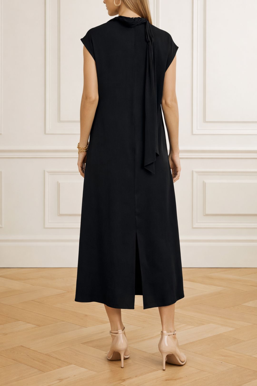 Dress Hire Formal event Veronika Maine European Twill Scarf Neck Dress Midi