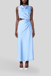 Dress Hire Formal Misha - Amadeus Satin Midi Dress - Hydrangea Blue