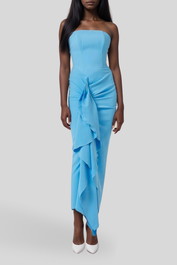 Dress hire solace london Thalia Draped Midi Dress - Blue 