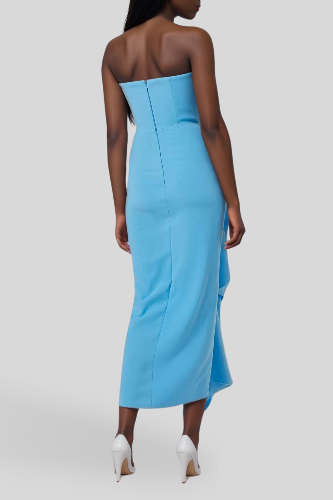 Dress hire solace london Thalia Draped Midi Dress - Blue 