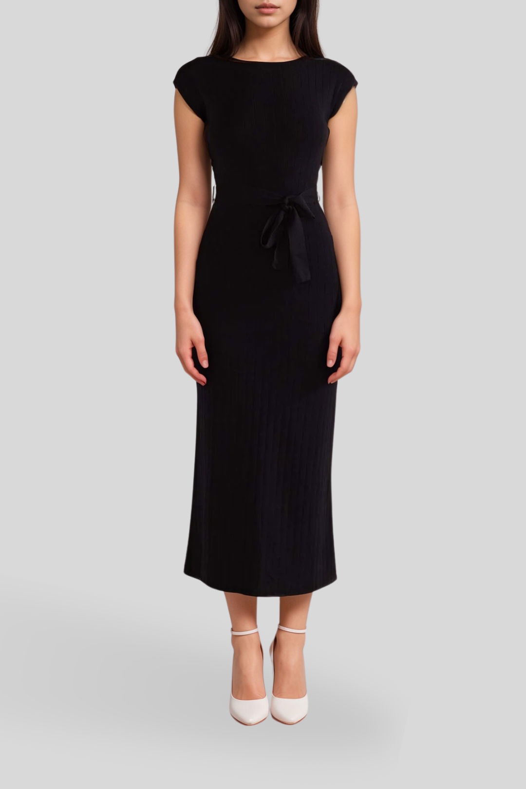 Dress Hire Formal Staple The Label	Luana Knit Midi Dress Black