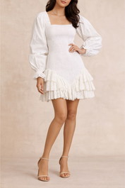 dress hire hens party Kinga Csilla Shirred Bodycon Tiered Ruffle Mini Dress