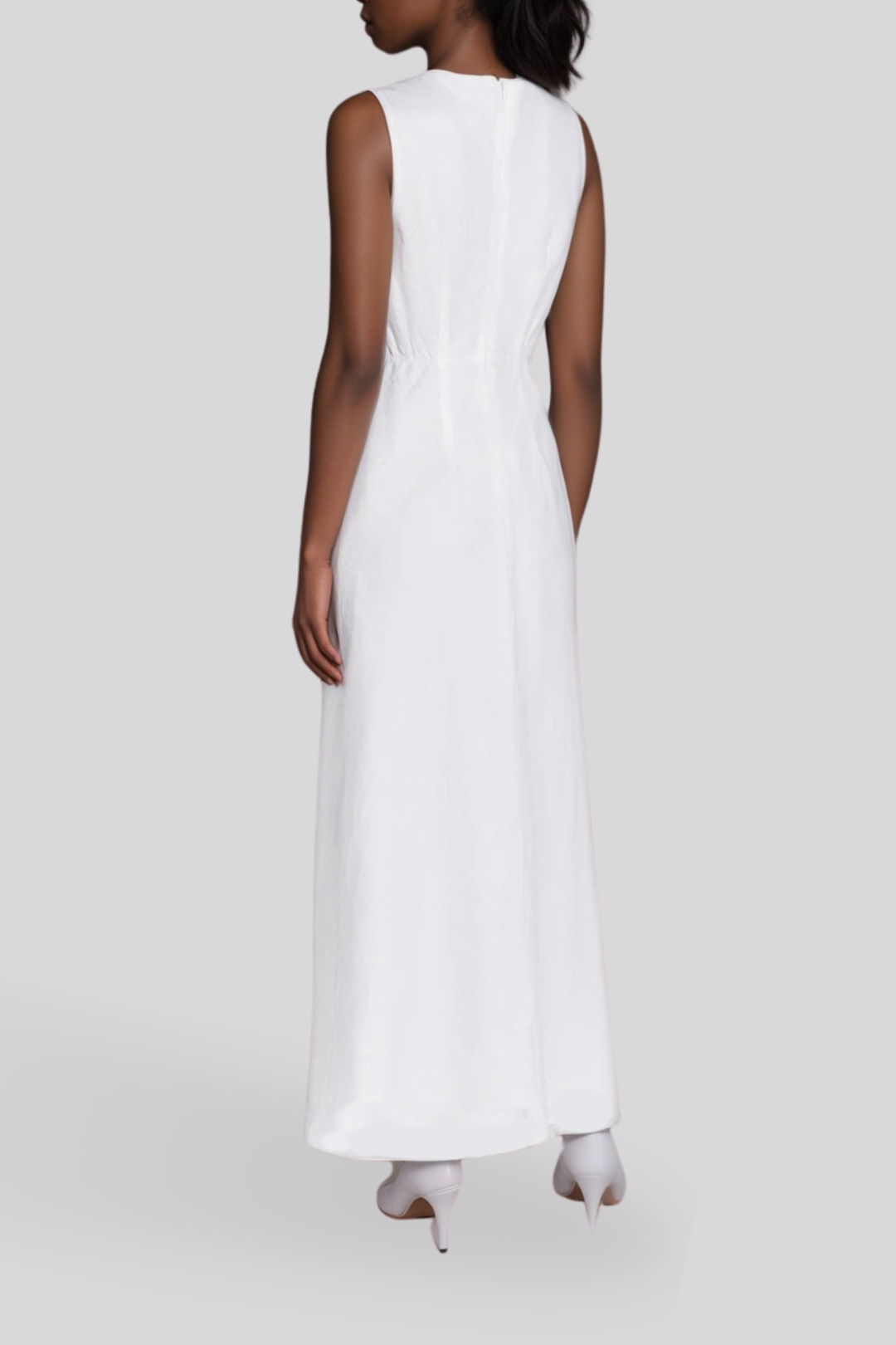 fitted lace wedding dress ESME WHITE ASYM MAXI DRESS – DISSH main image 1