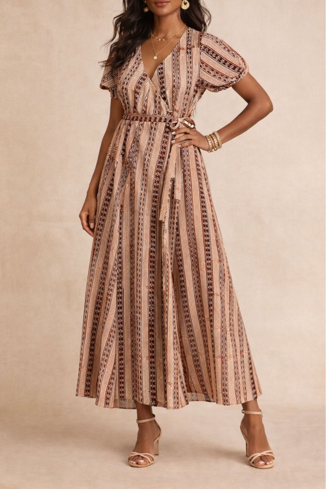 dress hire luncheon Kinga Csilla Luanda Block Printed Hope Dress