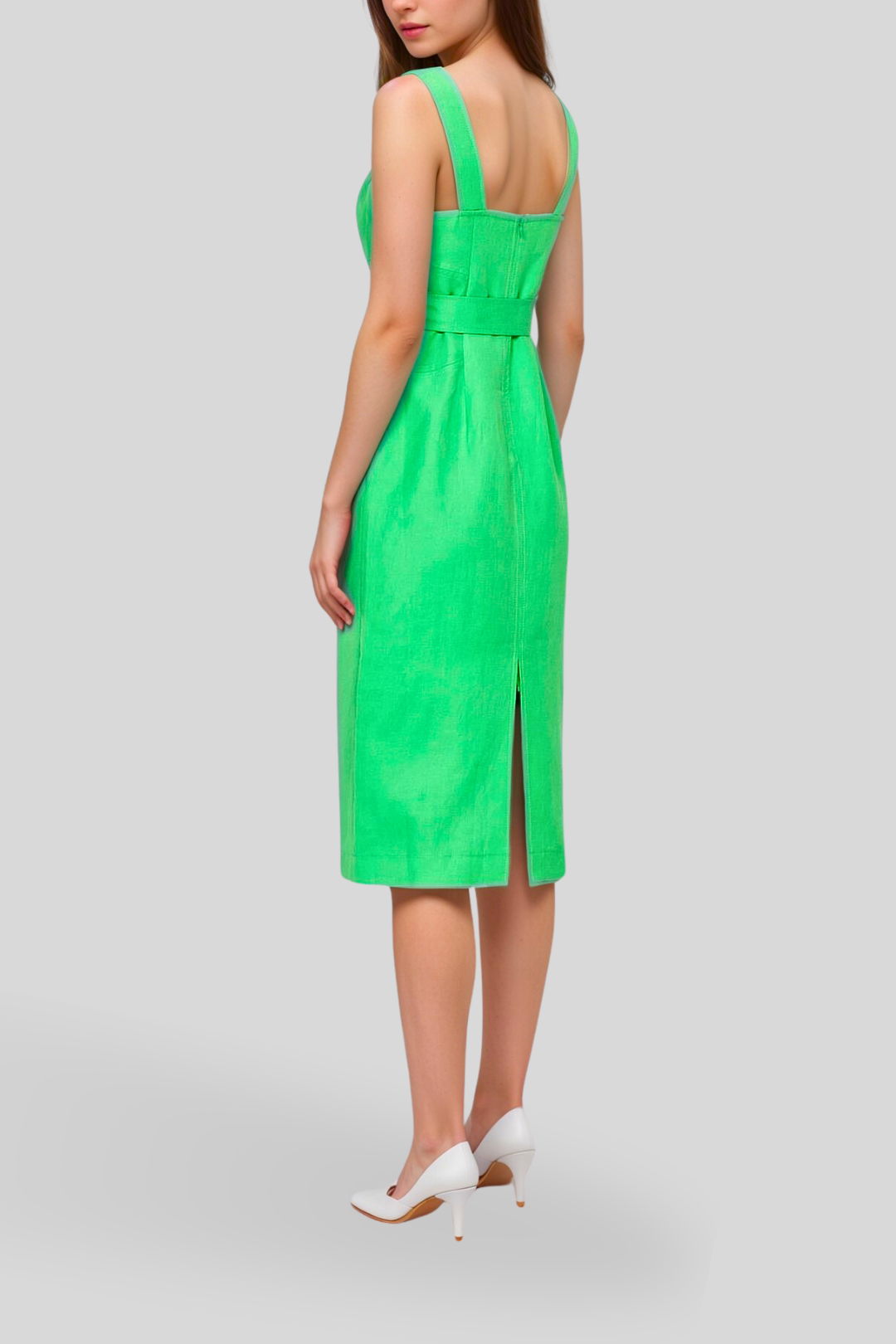 Hire Dobby Weave Midi Dress in Green | Veronika Maine | GlamCorner