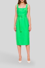 dress hire luncheon Veronika MaineDobby Weave Midi Dress in Green