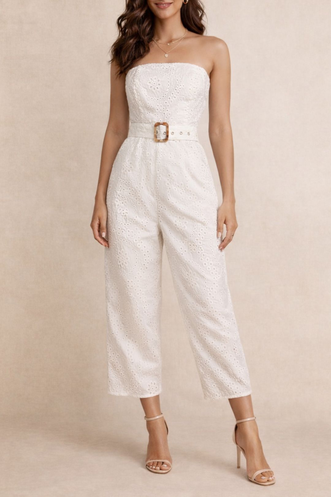 Dress Hire Party Atmos & Here	Strapless Belted Jumpsuit - White