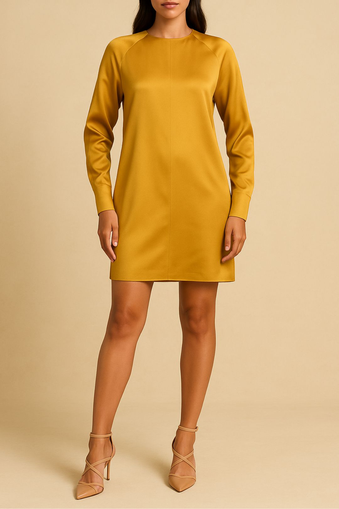 ress Hire Party Calvin Klein Shiny Satin Mini Shift Dress LS