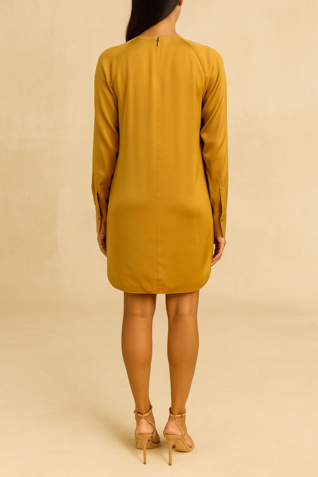 ress Hire Party Calvin Klein Shiny Satin Mini Shift Dress LS