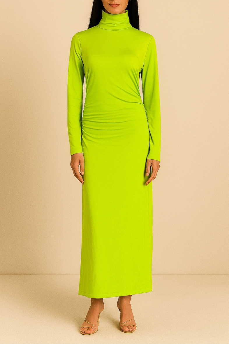 Hire High-Neck Gathered Midi Dress | COS | GlamCorner