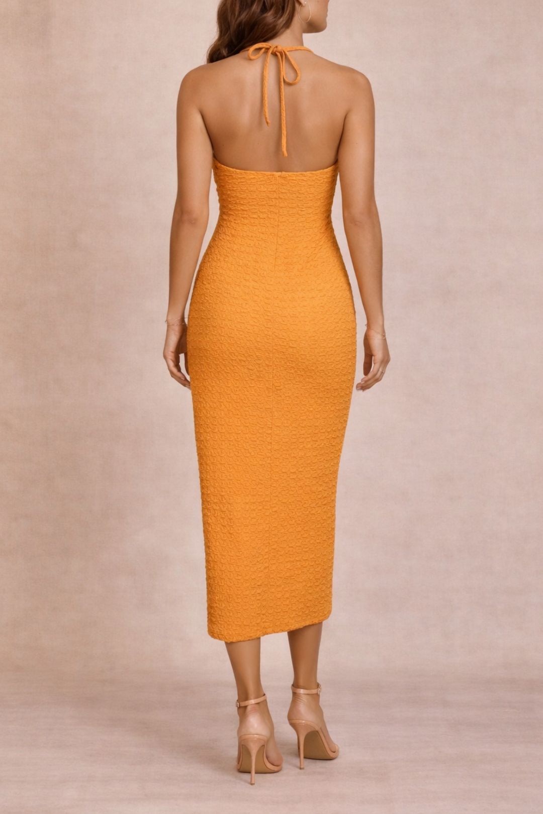 Dress Hire Party Dazie	Cut-Out Halter Midi Dress Orange