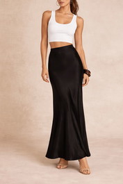 Dress Hire Date night Dissh - Charli Black Satin Maxi Skirt