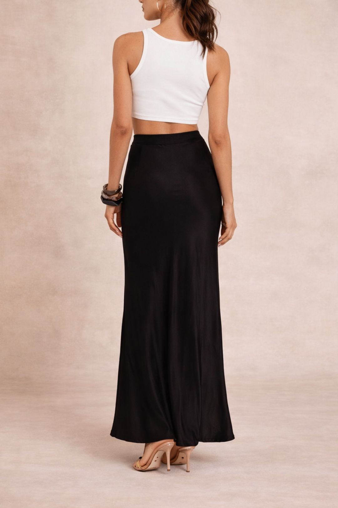 Dress Hire Date night Dissh - Charli Black Satin Maxi Skirt