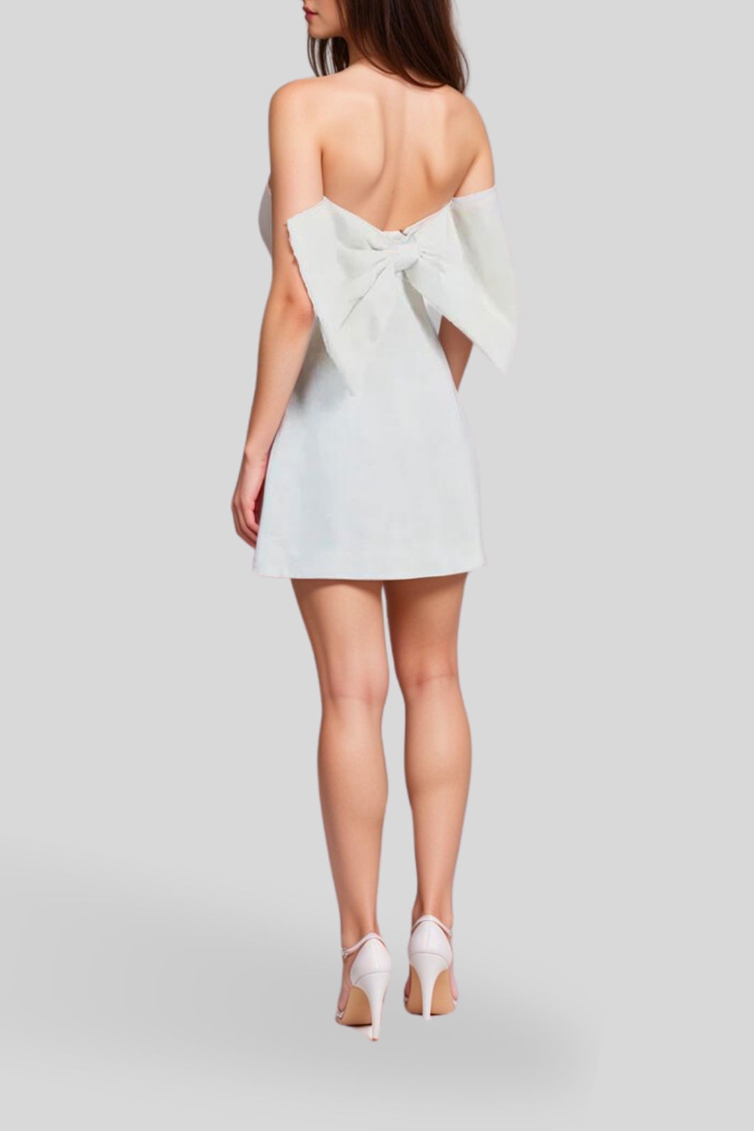 Hire Aisle White Linen Back Bow Dress Dissh GlamCorner