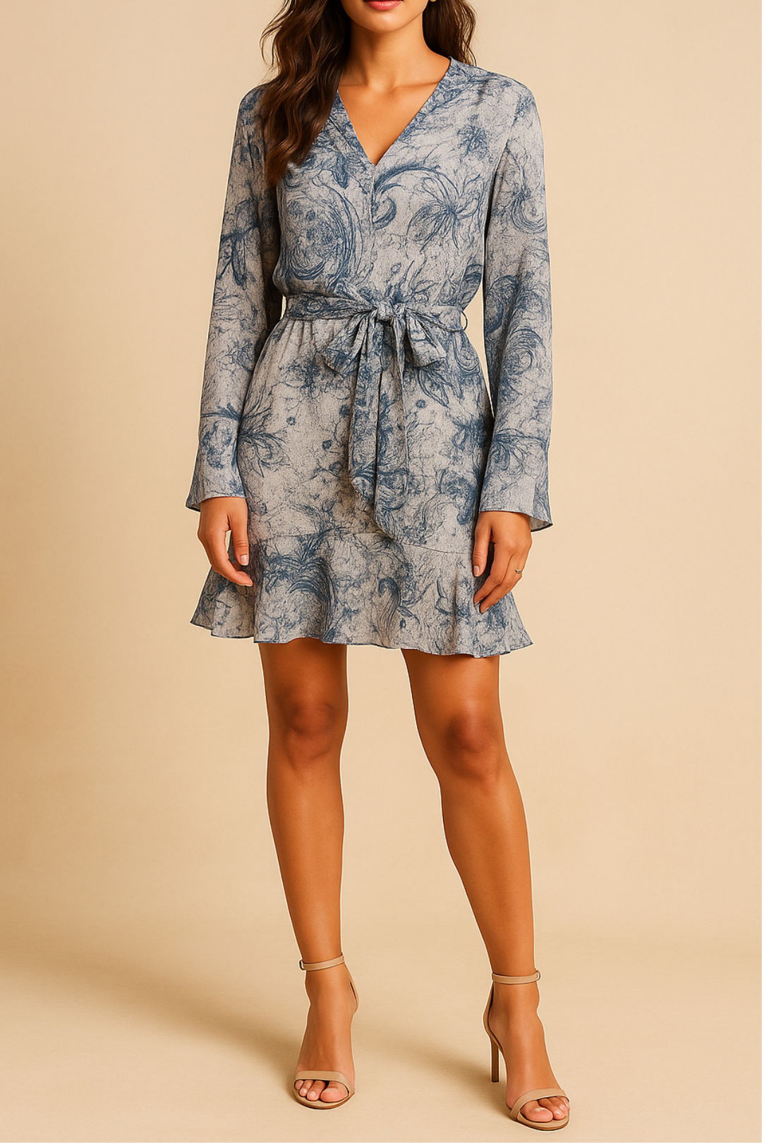 dress hire party guess Belted Chiffon Mini Dress