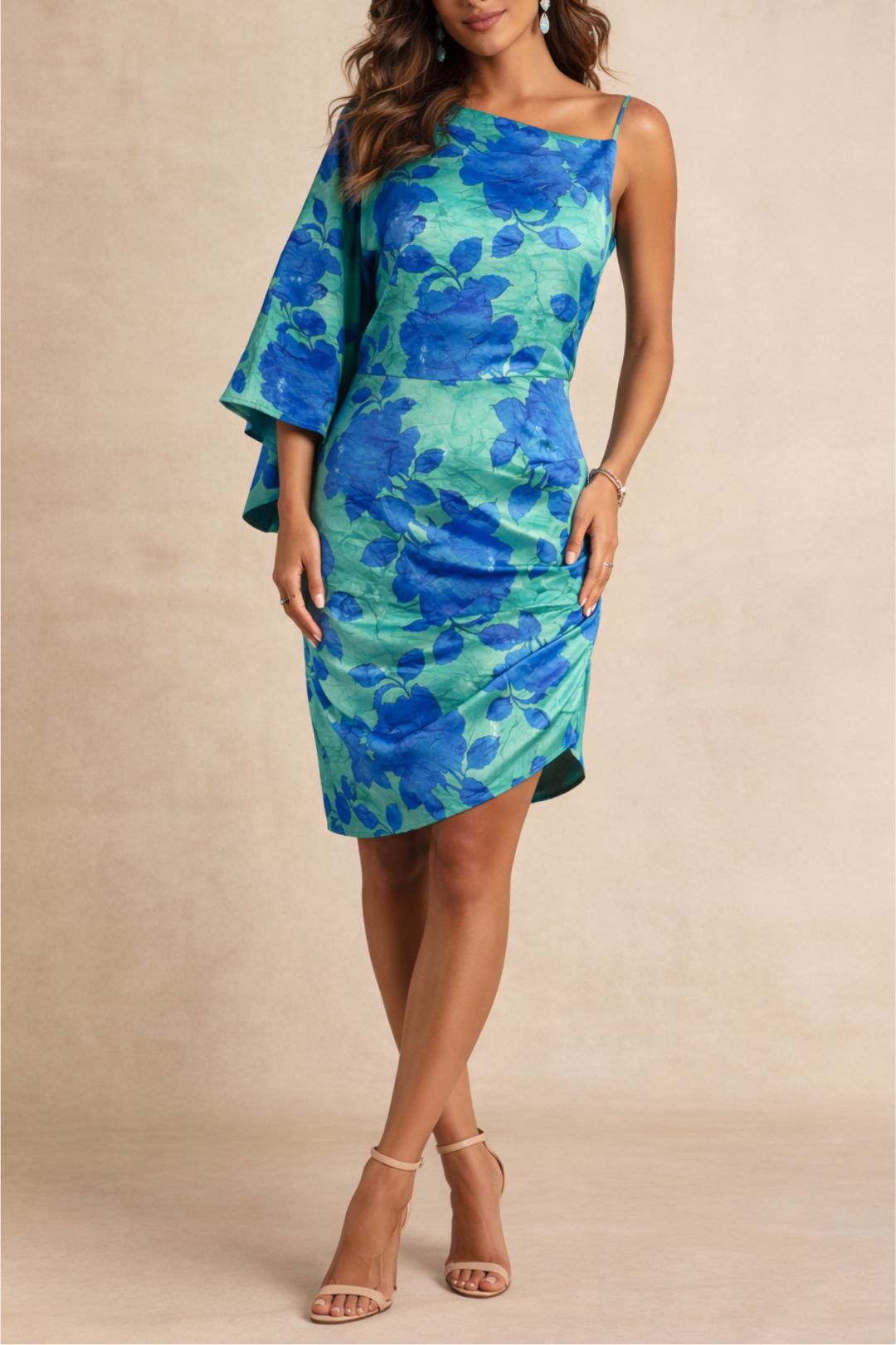 guess blue floral dress Hire Eco One Shoulder Sadie Mini | Size:15 - M Smocked Cotton Poplin Mini True to size. Neckline_Jewel Neck