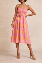 dress hire party Kinga Csilla Smocked Halter Purple Yellow Dress