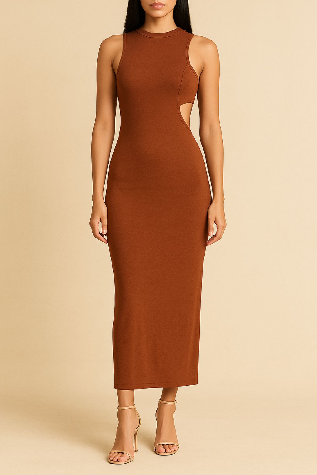 kookai brown dress Kookai Cara Maxi dress – 1nightrent main image 1