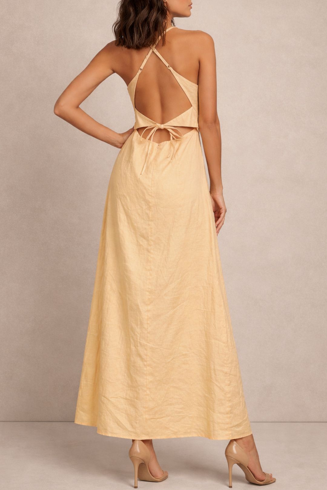Dress Hire Party Kookai Soleil Linen Maxi Dress – Soft Yellow Sleeveless