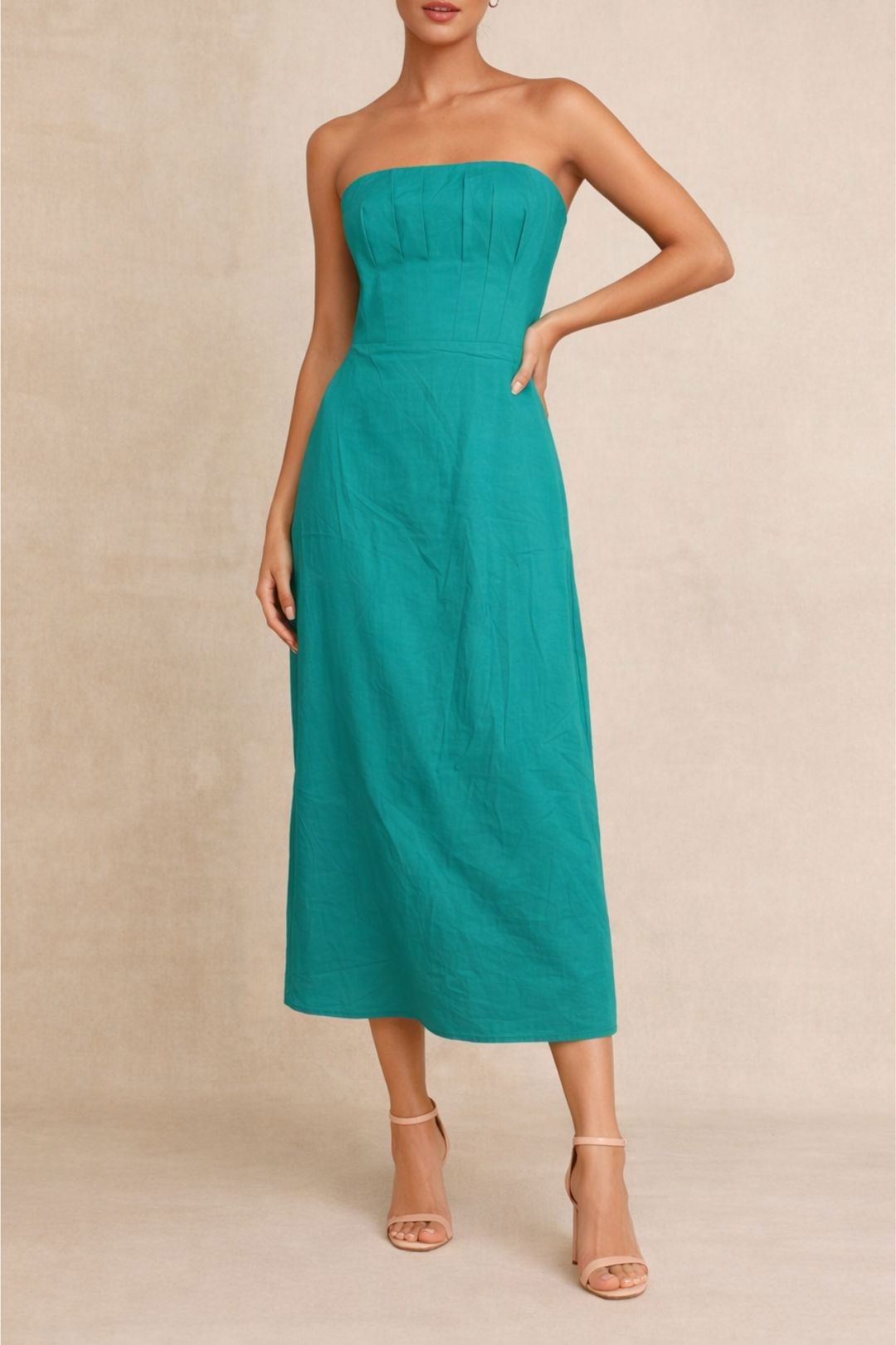 green emerald velvet dress Blake Strapless Dress 6 / Blue/White