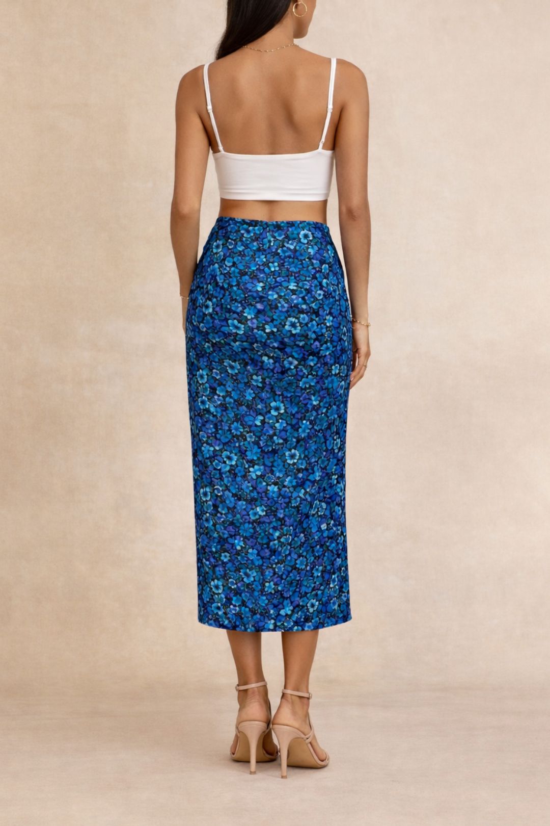 Dress Hire Party Lulu And Rose Elyna Ruched Midi Skirt Blue