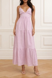 Dress Hire Party Lusana Rachel Linen Dress - Mauve Backless