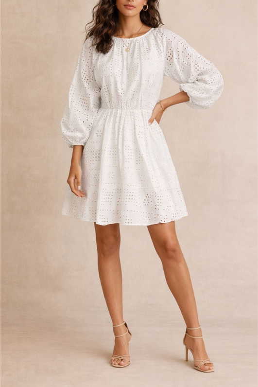 smocked waist dress long sleeve West K Women's Brynn Printed Long Sleeve Smocked Waist Tiered - Large