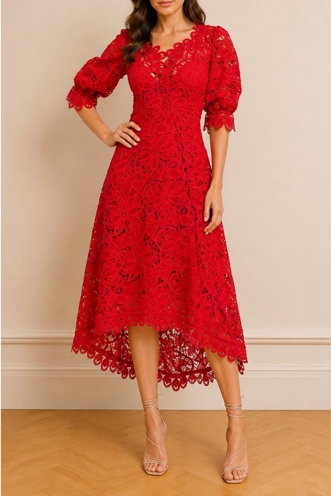 Dress Hire Party Moss and Spy Macgraw Short Sleeve Dress Red