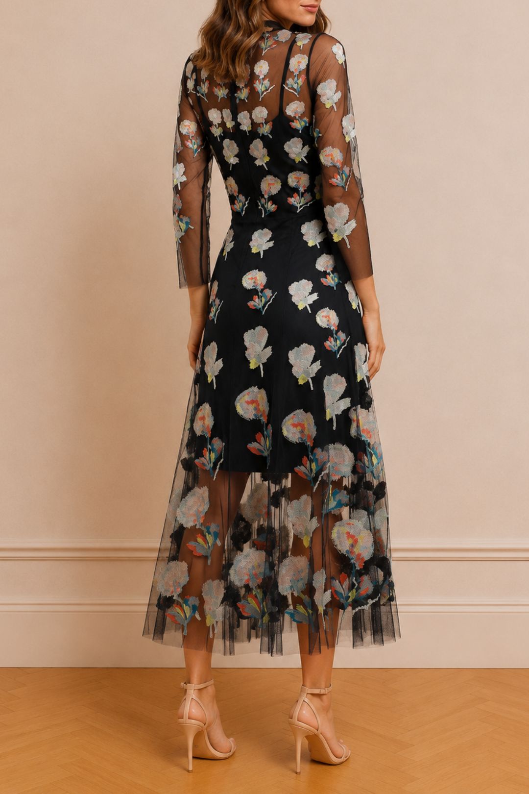 Dress Hire Party Moss and Spy Monet Dress - Ink Multi Floral Black