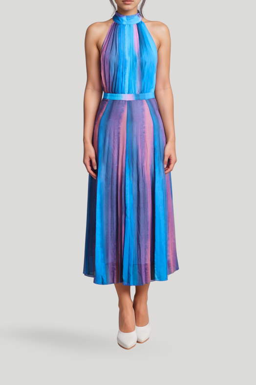 halter mother of groom dress Wedgewood Mother Of The Bride Halter Embellished Neckline Ruffles Mother Of The Bride Dress