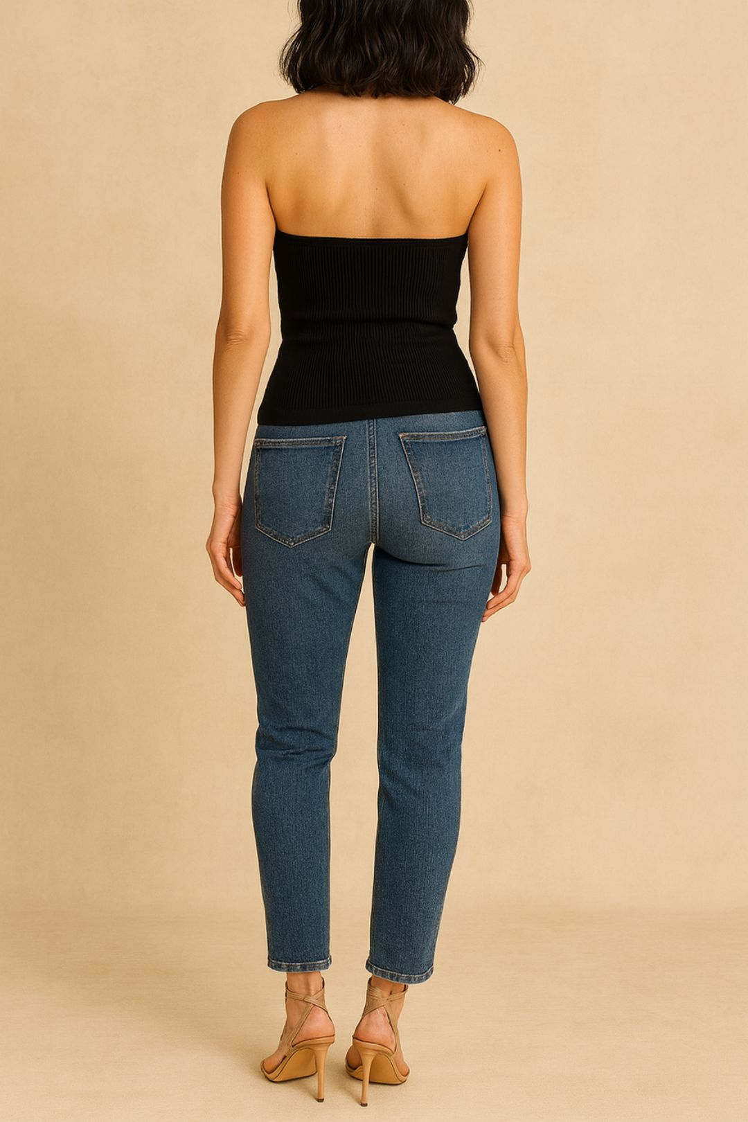Dress Hire Party Romy Black Ribbed Knit Tube Top