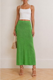 Dress Hire Party Venroy Tie Side Knitted Skirt Linen - Green