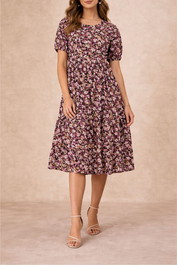 Dress Hire Party Vero Moda VM Bonnie Dress Coffee Bean Knee length