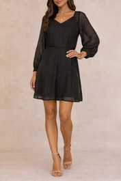 Dress Hire Party Veronika Maine Sheer Black Dress Mini.
