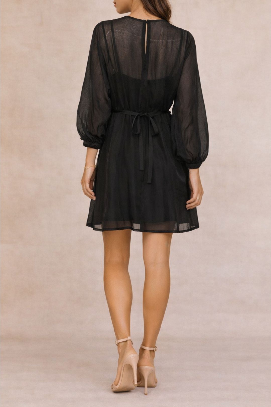 Dress Hire Party Veronika Maine Sheer Black Dress Mini.
