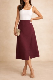 Dress Hire Party Veronika Maine Wine Asymmetric Panel Midi Skirt Aline