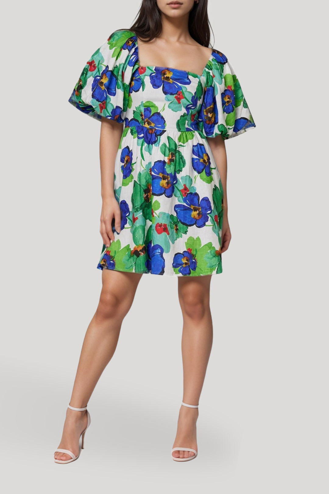 dress hire resort AERE Puff Ball Linen Dress