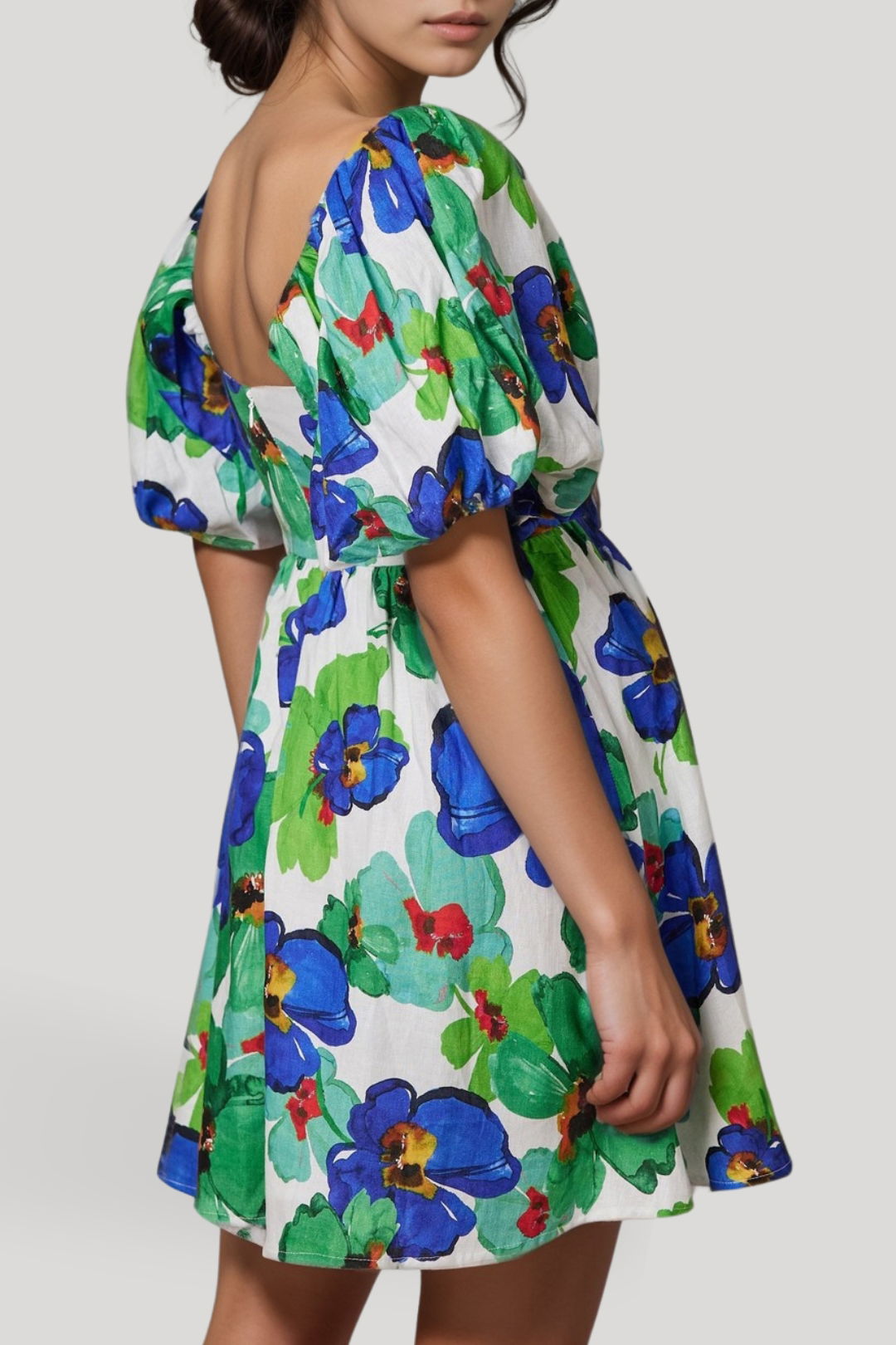 dress hire resort AERE Puff Ball Linen Dress