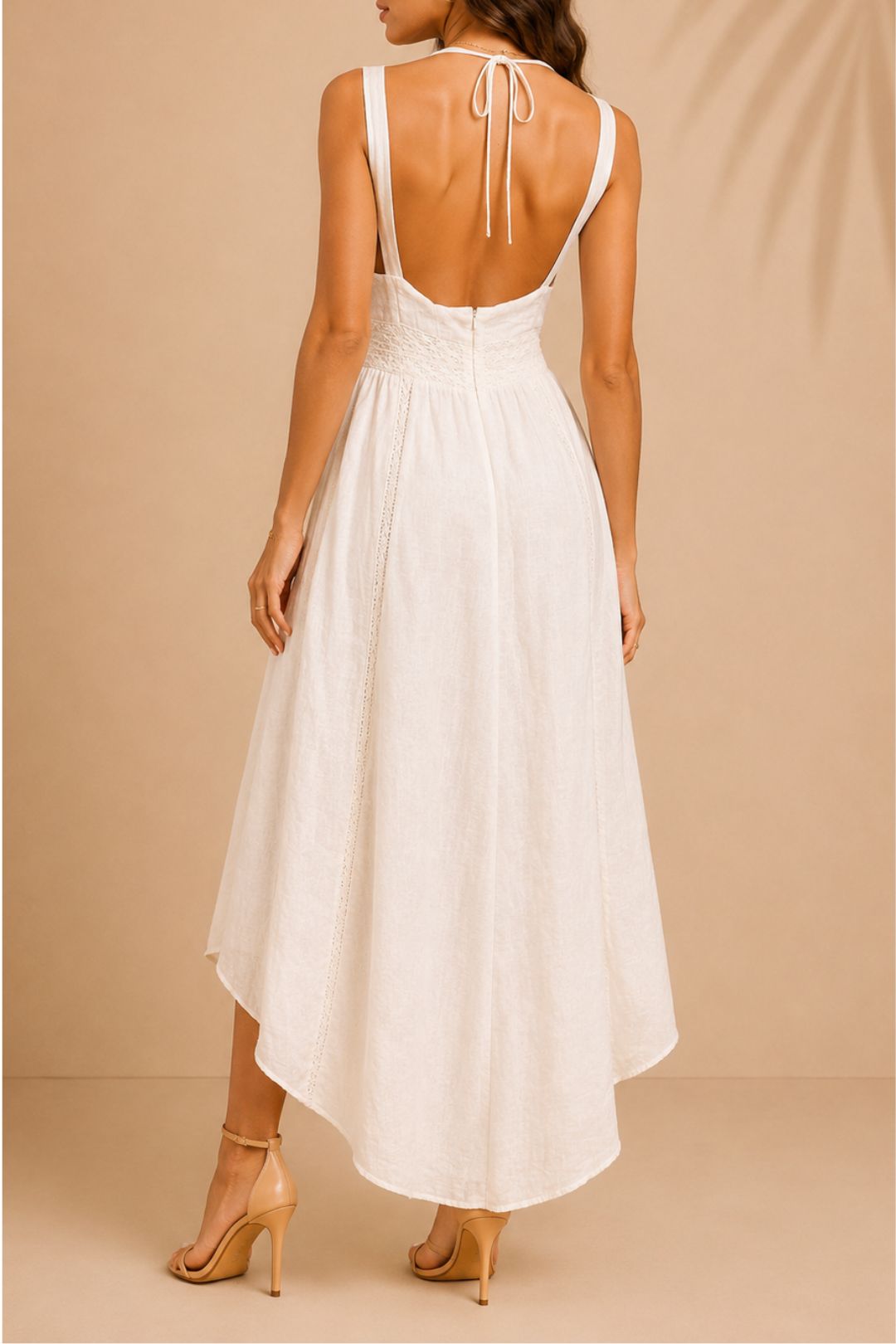 Dress Hire Vacation Luxe Deluxe	Bright Lights Maxi Slip Dress - White Tie neck