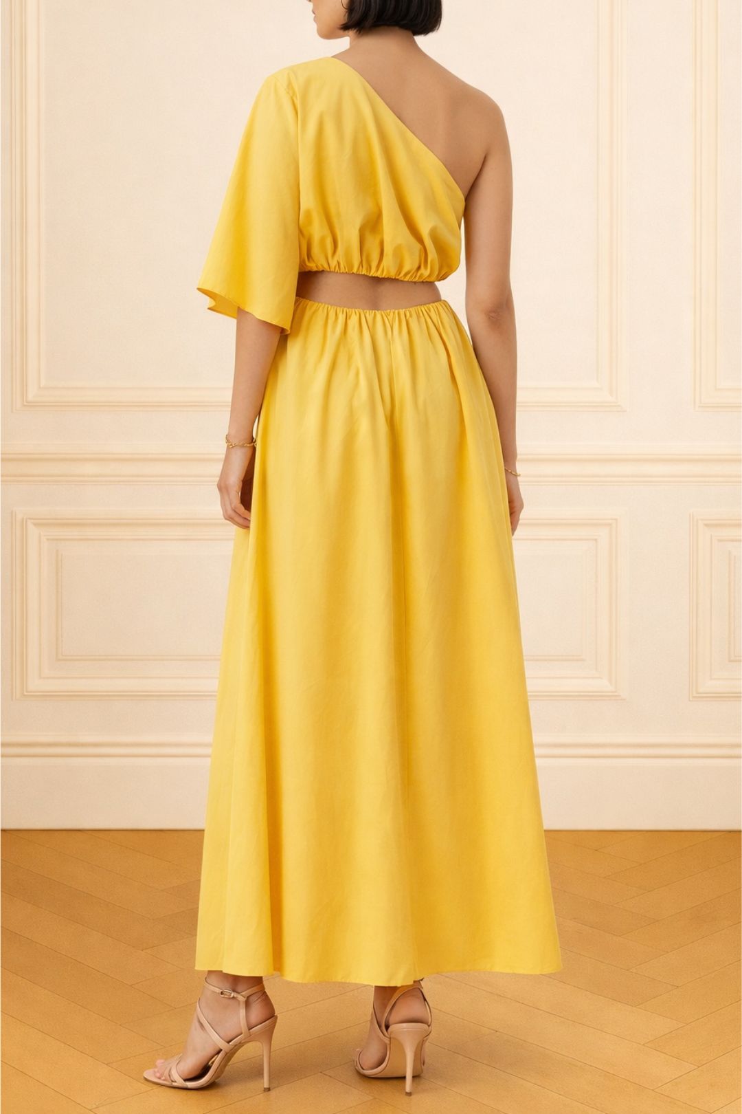 Hire Wally Cotton Poplin Maxi Dress in Yellow | Camilla and Marc |  GlamCorner