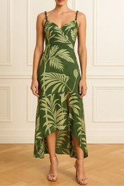 Dress Hire Wedding guest GUESS Printed Chiffon Maxi Dress Green