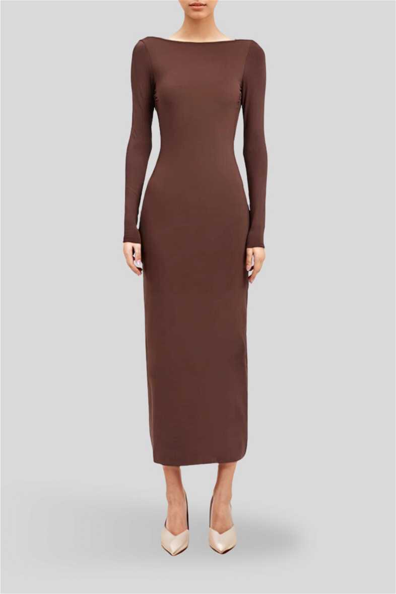 Hire Amari Midi Dress Dark Mahogany | Kookai | GlamCorner Hire Amari Midi Dress Dark Mahogany | Kookai | GlamCorner
