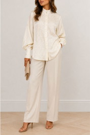Dress Hire Work event Brave+True	Primerose Top - Off-White Croc