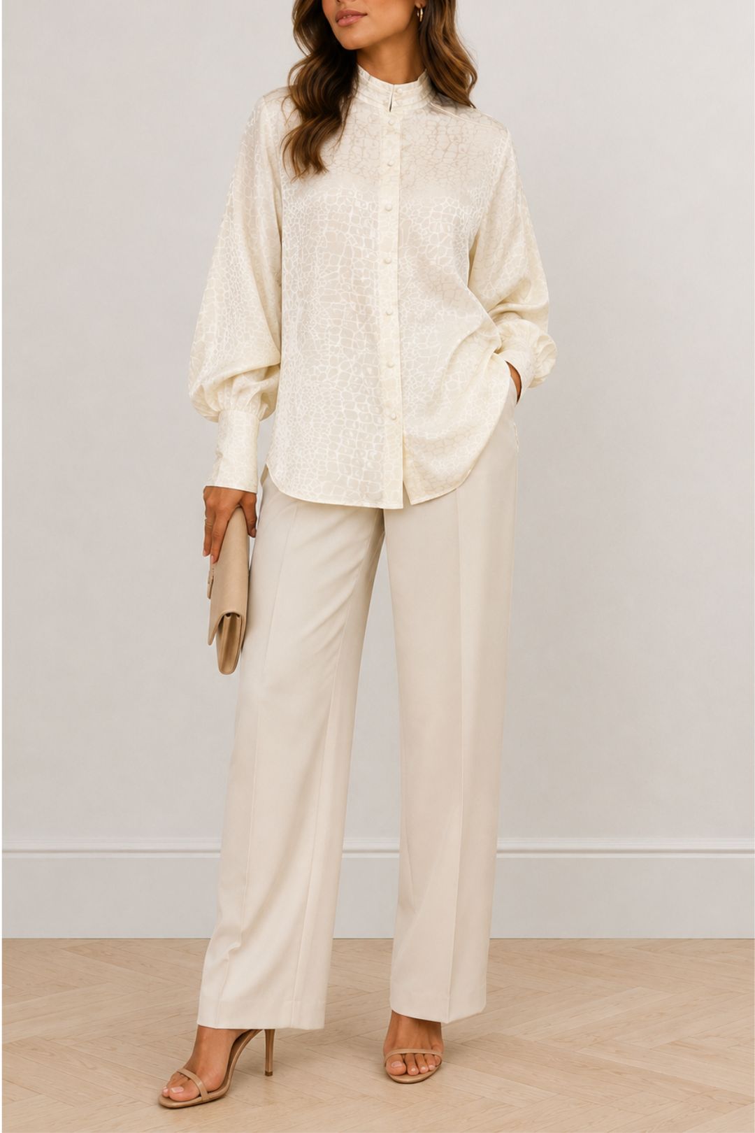 Dress Hire Work event Brave+True	Primerose Top - Off-White Croc
