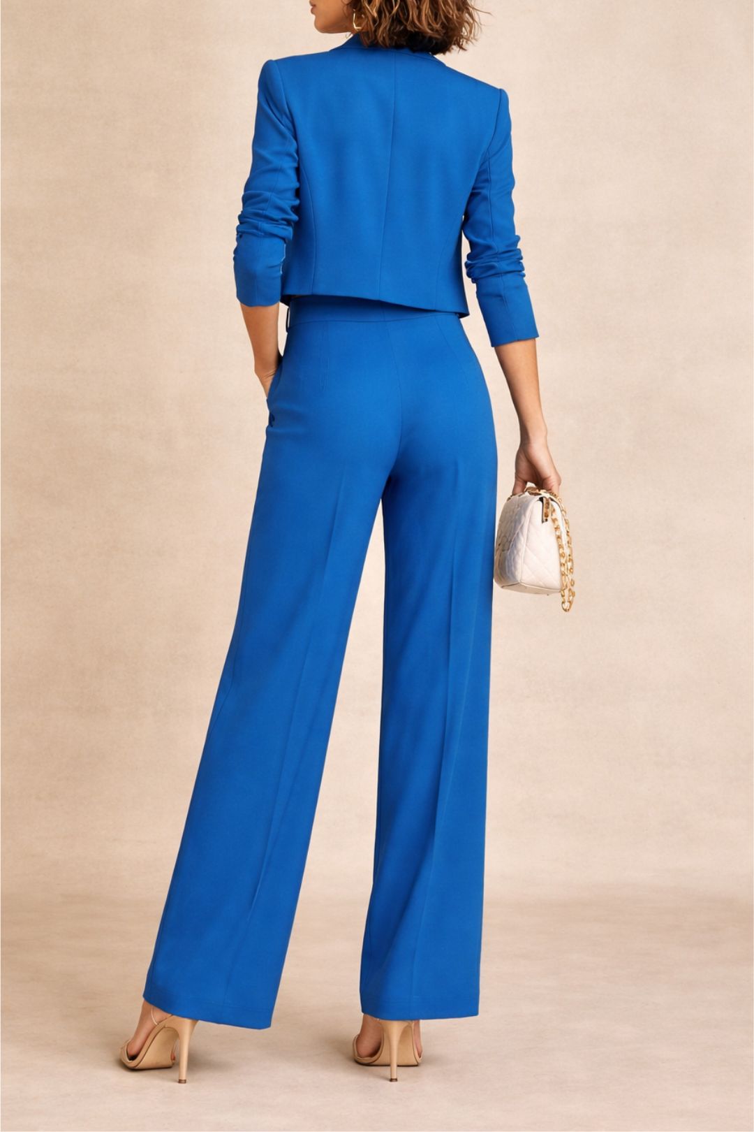 Dress Hire Work Event Crepe Pleat Front Pant Blue