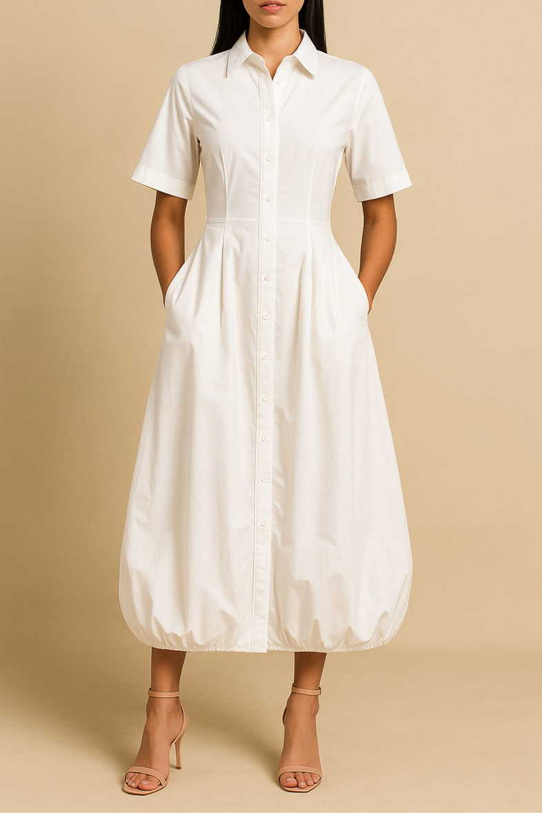 Hire Tallulah White Cotton Midi Dress | DISSH | GlamCorner