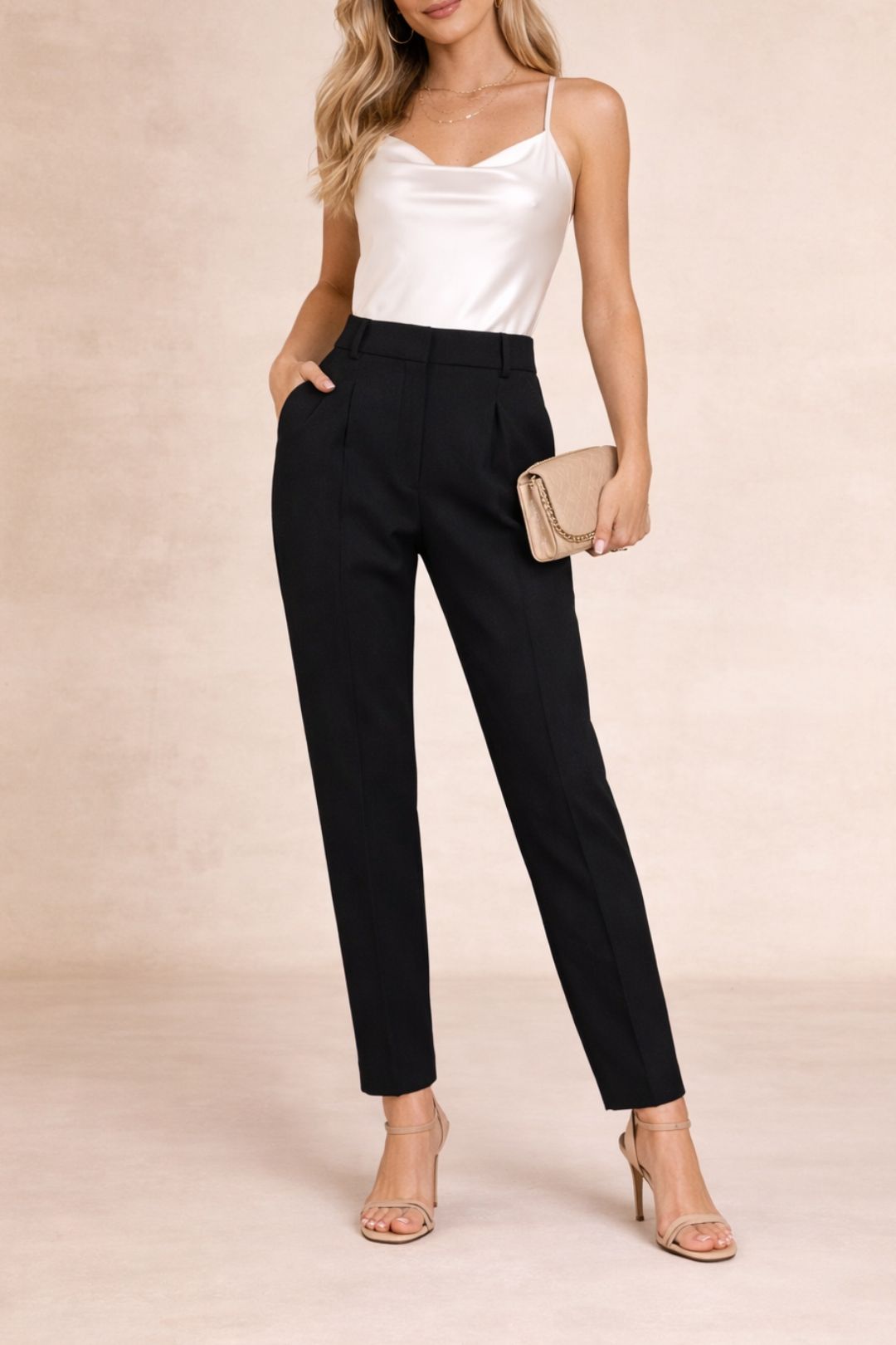 Dress Hire Work event Veronika Maine Black Tapered Tailored Pants